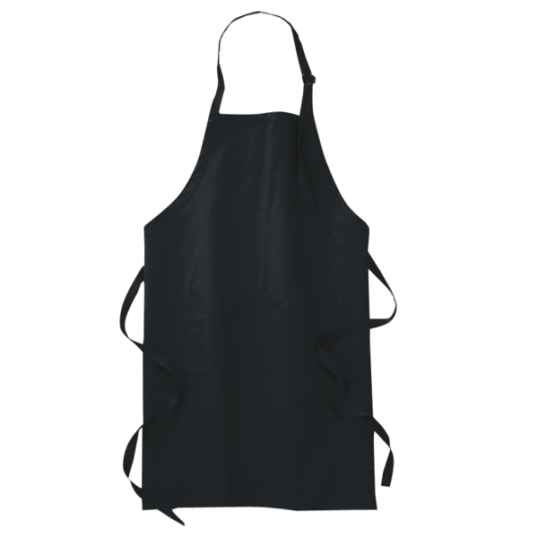 Port Authority Full Length Apron with Pockets, Black, Front view