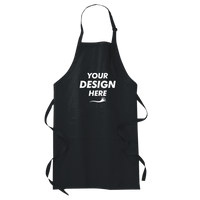 Port Authority Full Length Apron with Pockets, Black, Front view, Mockup