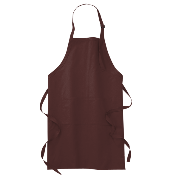 Port Authority Full Length Apron with Pockets, Coffee Bean, Front view