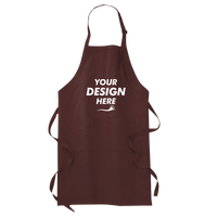 Port Authority Full Length Apron with Pockets, Coffee Bean, Front view, Mockup