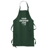 Port Authority Full Length Apron with Pockets, Hunter, Front view, Mockup