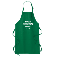 Port Authority Full Length Apron with Pockets, Kelly Green, Front view, Mockup