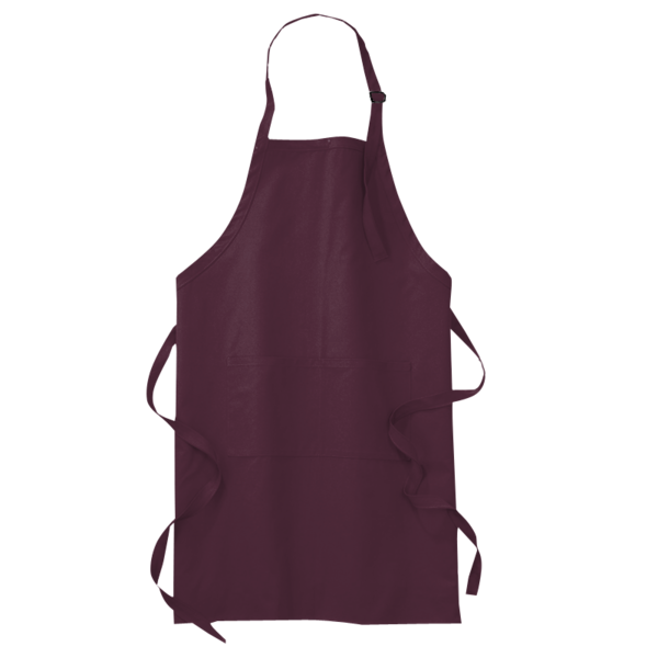 Port Authority Full Length Apron with Pockets, Maroon, Front view