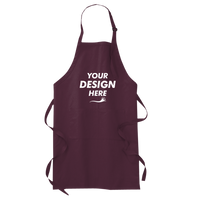 Port Authority Full Length Apron with Pockets, Maroon, Front view, Mockup