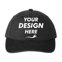 Port Authority Garment Washed Cap, Black, Front view, Mockup
