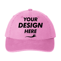 Port Authority Garment Washed Cap, Bright Pink, Front view, Mockup