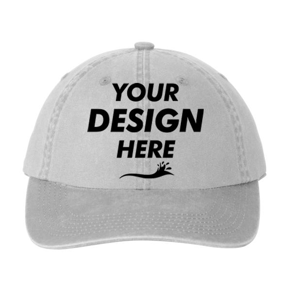 Port Authority Garment Washed Cap, Chrome, Front view, Mockup