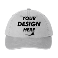 Port Authority Garment Washed Cap, Chrome, Front view, Mockup