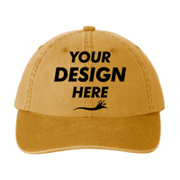 Port Authority Garment Washed Cap, Dandelion, Front view, Mockup