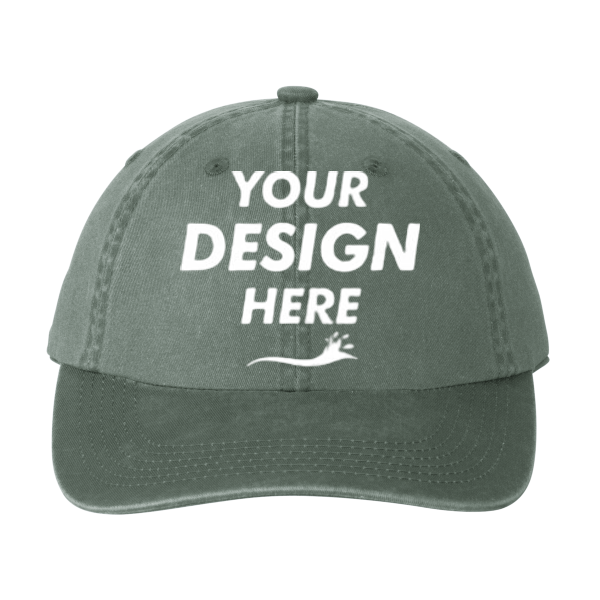 Port Authority Garment Washed Cap, Green, Front view, Mockup