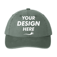 Port Authority Garment Washed Cap, Green, Front view, Mockup