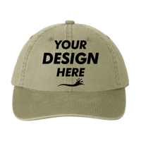 Port Authority Garment Washed Cap, Khaki, Front view, Mockup