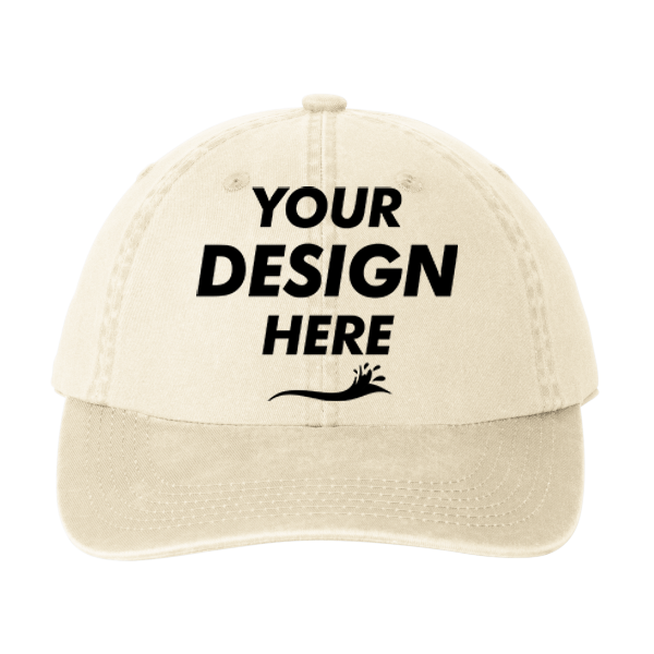 Port Authority Garment Washed Cap, Stone, Front view, Mockup