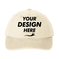 Port Authority Garment Washed Cap, Stone, Front view, Mockup