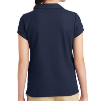 Port Authority Girls Silk Touch Peter Pan Collar Polo, Navy, Back view