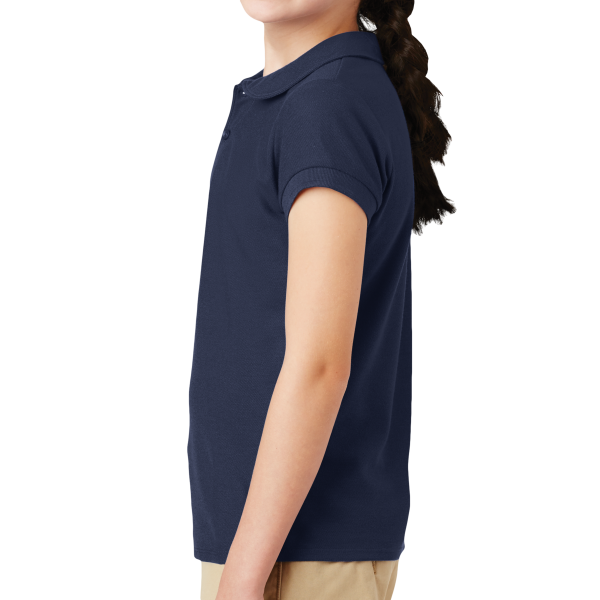 Port Authority Girls Silk Touch Peter Pan Collar Polo, Navy, Left side view