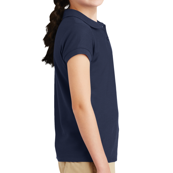 Port Authority Girls Silk Touch Peter Pan Collar Polo, Navy, Right side view