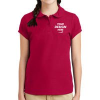 Port Authority Girls Silk Touch Peter Pan Collar Polo, Red, Front view, Mockup