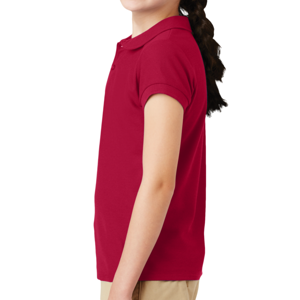 Port Authority Girls Silk Touch Peter Pan Collar Polo, Red, Left side view