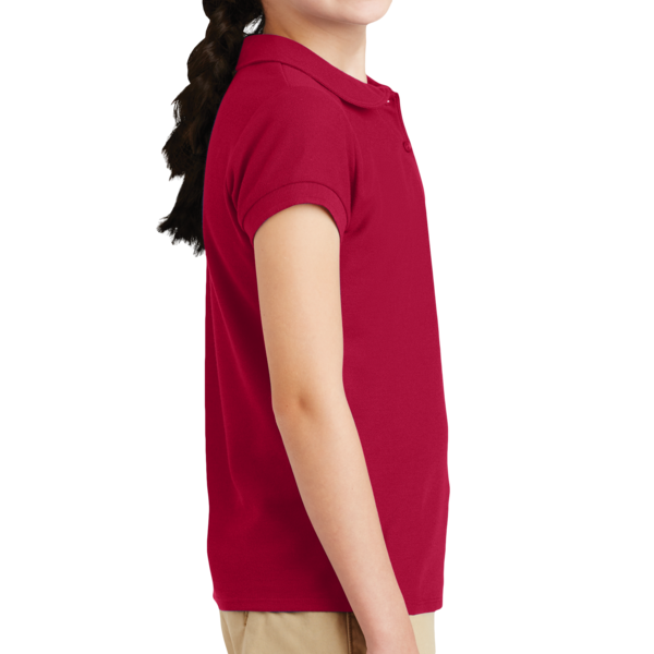 Port Authority Girls Silk Touch Peter Pan Collar Polo, Red, Right side view