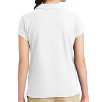 Port Authority Girls Silk Touch Peter Pan Collar Polo, White, Back view