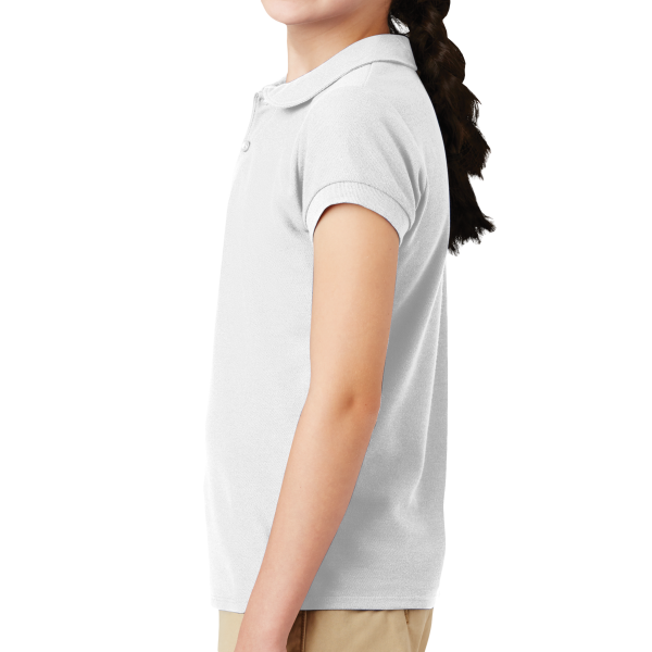 Port Authority Girls Silk Touch Peter Pan Collar Polo, White, Left side view