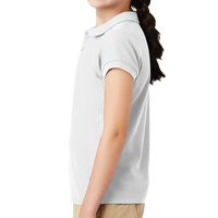 Port Authority Girls Silk Touch Peter Pan Collar Polo, White, Left side view