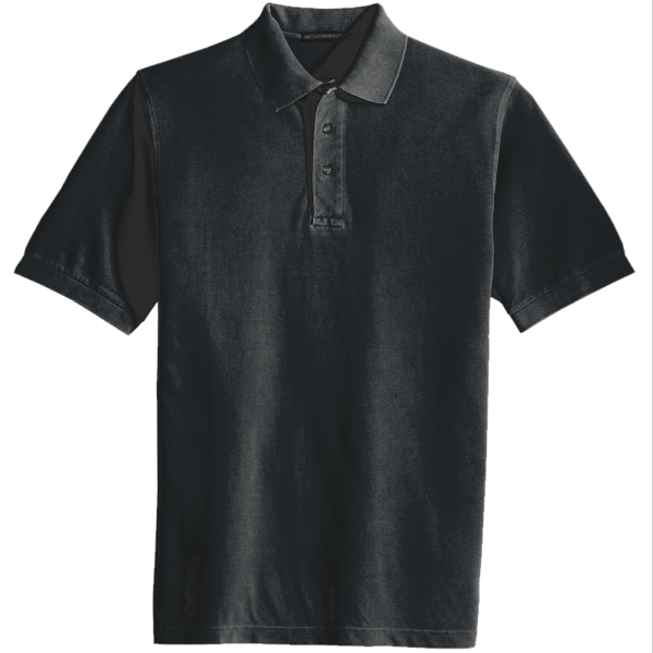 Port Authority Heavyweight Cotton Pique Polo, Black, Front view