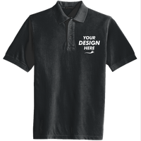 Port Authority Heavyweight Cotton Pique Polo, Black, Front view, Mockup