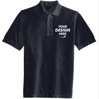 Port Authority Heavyweight Cotton Pique Polo, Navy, Front view, Mockup
