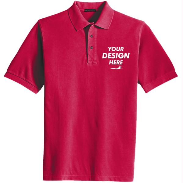 Port Authority Heavyweight Cotton Pique Polo, Red, Front view, Mockup