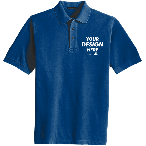 Port Authority Heavyweight Cotton Pique Polo, Royal, Front view, Mockup