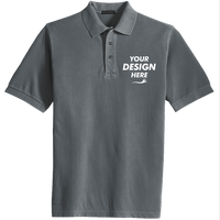 Port Authority Heavyweight Cotton Pique Polo, Steel Grey, Front view, Mockup