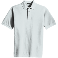 Port Authority Heavyweight Cotton Pique Polo, White, Front view
