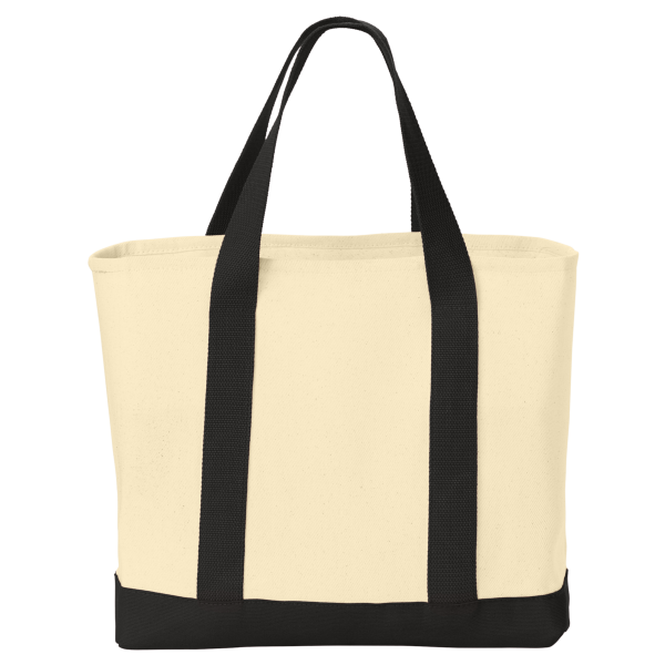 Port Authority Ideal Twill Two Tone Shopping Tote, Natural / Black, Back view