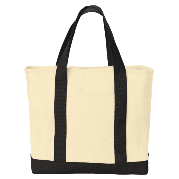 Port Authority Ideal Twill Two Tone Shopping Tote, Natural / Black, Front view