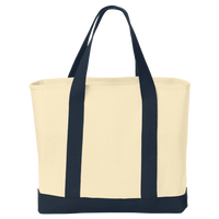Port Authority Ideal Twill Two Tone Shopping Tote, Natural / Navy, Back view