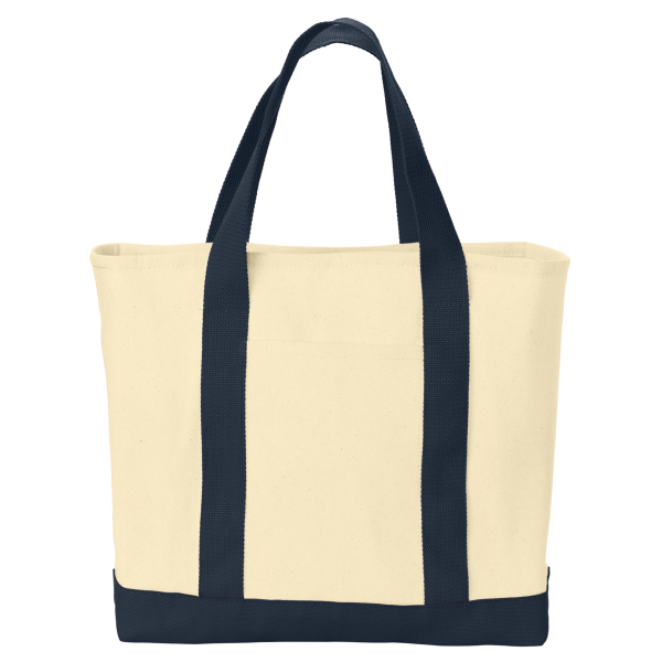 Port Authority Ideal Twill Two Tone Shopping Tote, Natural / Navy, Front view