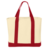 Port Authority Ideal Twill Two Tone Shopping Tote, Natural / Red, Back view