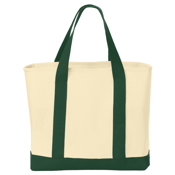Port Authority Ideal Twill Two Tone Shopping Tote, Natural / Spruce, Back view