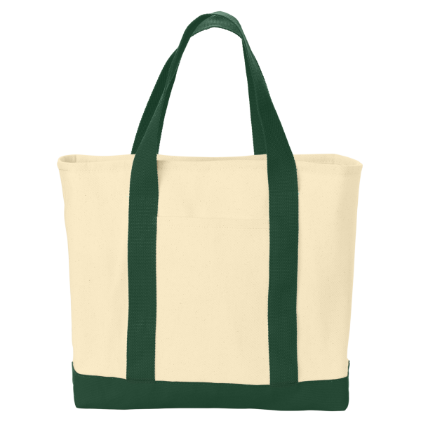Port Authority Ideal Twill Two Tone Shopping Tote, Natural / Spruce, Front view