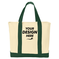 Port Authority Ideal Twill Two Tone Shopping Tote, Natural / Spruce, Front view, Mockup