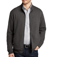 Port Authority Interlock Full Zip, Charcoal Heather / Medium Heather Grey, Front view