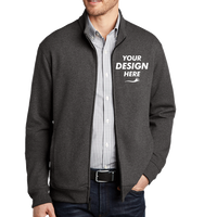 Port Authority Interlock Full Zip, Charcoal Heather / Medium Heather Grey, Front view, Mockup