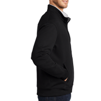 Port Authority Interlock Full Zip, Deep Black / Charcoal Heather, Right Sleeve view