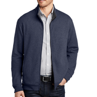 Port Authority Interlock Full Zip, Estate Blue Heather / Charcoal Heather, Front view