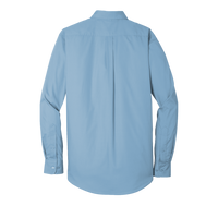 Port Authority Long Sleeve Carefree Poplin Shirt, Carolina Blue, Back view