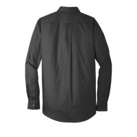 Port Authority Long Sleeve Carefree Poplin Shirt, Deep Black, Back view
