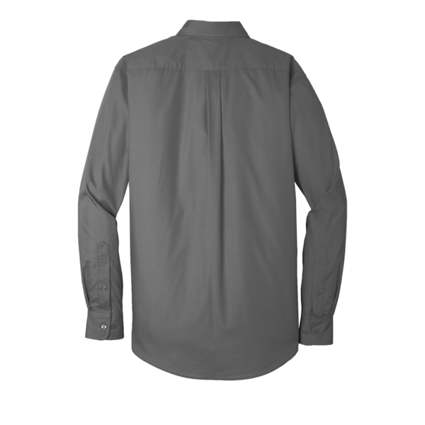 Port Authority Long Sleeve Carefree Poplin Shirt, Graphite, Back view