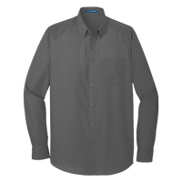 Port Authority Long Sleeve Carefree Poplin Shirt, Graphite, Front view